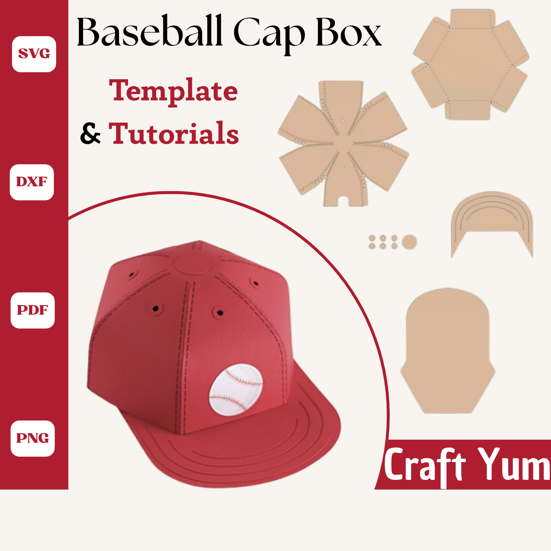 Baseball Cap Box SVG Template